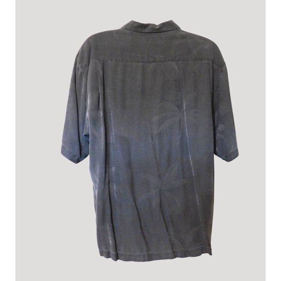 Tommy Bahama Silk Shirt Mens XL Gray Short Sleeve Tropical Palm Print Casual - Picture 3 of 4